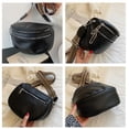 thumbnail image 1 of Bolso de pecho con múltiples bolsillos Bolso de sillín cruzado sólido de cuero para mujer (Negro), 1 of 7