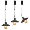 thumbnail image 1 of FSLiving Adjustable Height Track Pendnat Light H-Type Industrial Retractable Track Spotlight with Telescoping Rod Gimbaled Lamp-Post Halo Track Instant On Cover Lamp, Matte Black - 3 Lights, 1 of 7