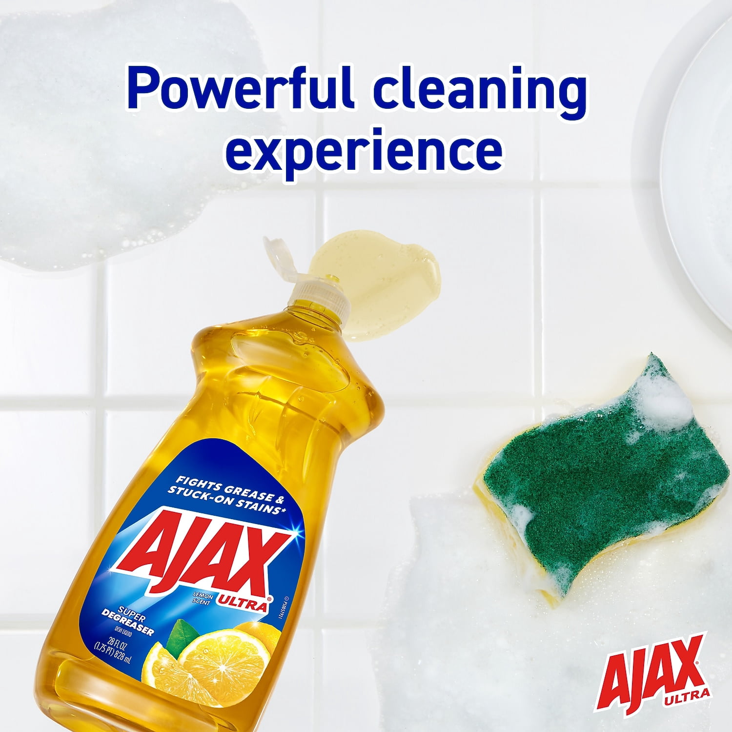 (9 pack) Ajax Ultra Liquid Dish Soap, Lemon Scent, Super Degreaser, 28 Fluid Ounce