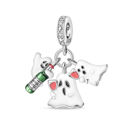 KUNSIR 925 Sterling Silver Charm Luminous Cheers Buddy Pendant Charm For Bracelet or Necklace DIY Halloween Jewelry Gifts