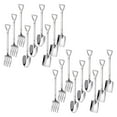 thumbnail image 2 of 18 Pieces Shovel Spoon Fork Shovel Coffee Spoon Shovel Handle Dessert Spoon Ice Cream Spoon Shovel Shape Fruit Fork,6 * forks 6 * pointed spoons 6 * square shovel spoons,silver, 2 of 7