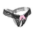 thumbnail image 5 of TMOYZQ Women's Pearl T Back G String Thongs Floral Lace Bow Beaded Crotchless Panties Thong Underwear Sexy Briefs Underpants Exotic Underwear Naughty Lingerie, 5 of 6