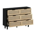 thumbnail image 4 of Tcbosik 43" Rattan Dresser with 6 Drawers for Bedroom, Chest of Drawers, Clothes Storage Cabinet for Hallway, Living Room, Black, 4 of 7