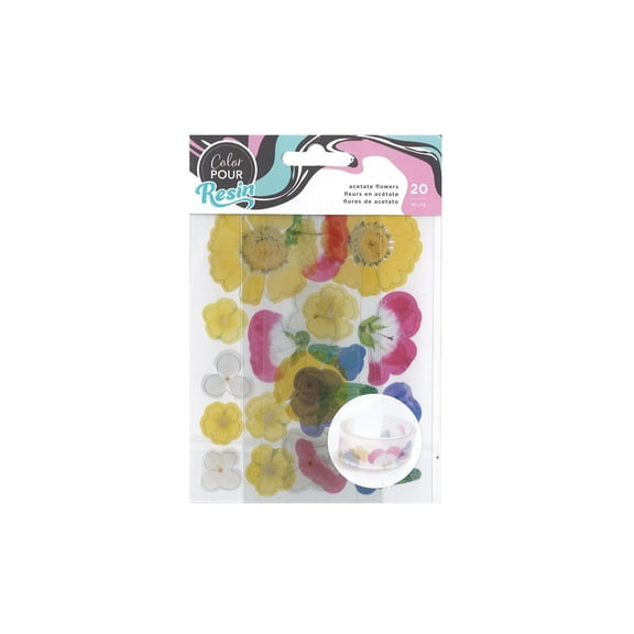 American Crafts Color Pour Resin Mix Ins 20/Pkg-Acetate Flowers