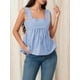 thumbnail image 3 of Camiseta sin mangas Amiblvowa Gingham Peplum con cuello cuadrado para mujer, 3 of 6