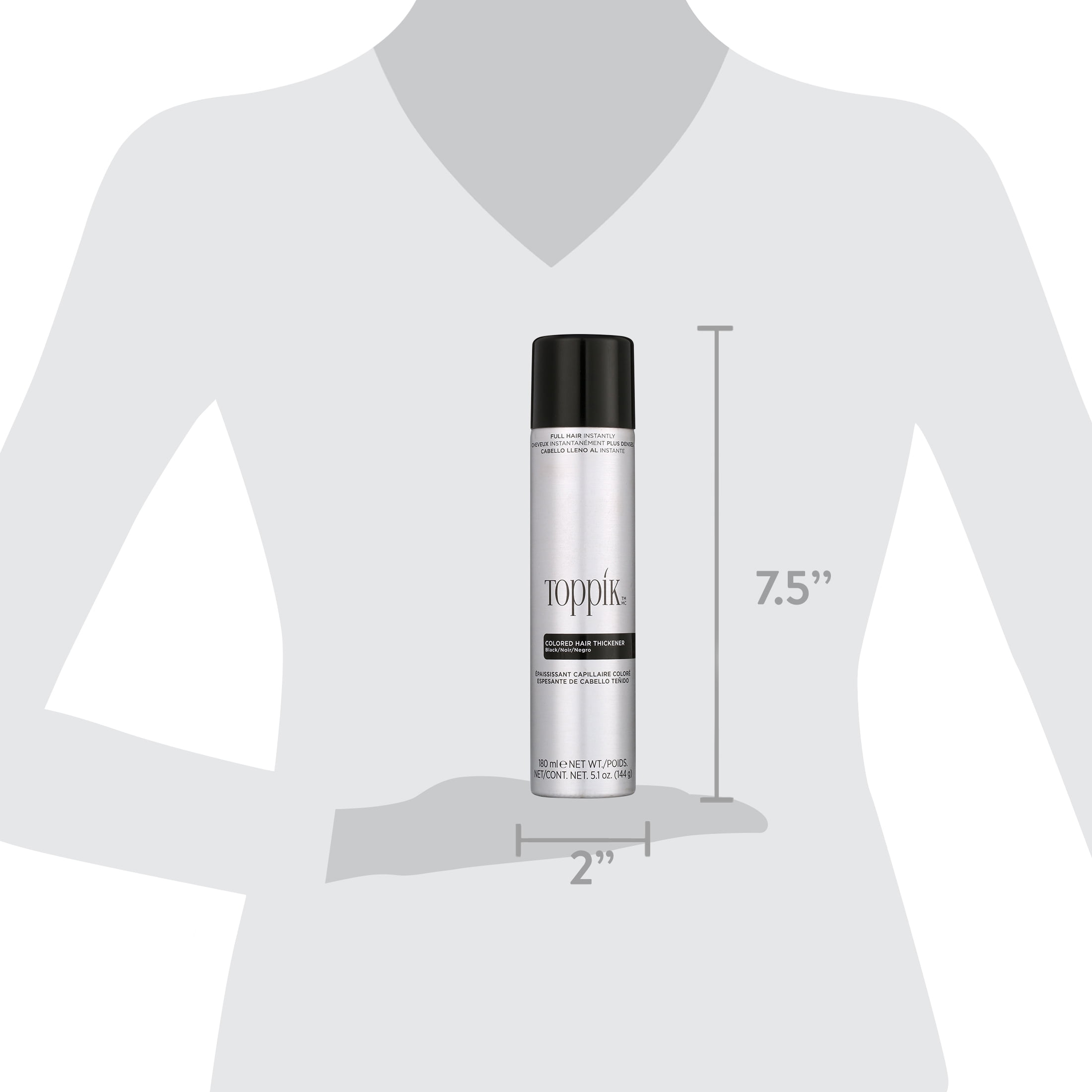 Toppik Hair Thickener, Colored, Black, Dry Formula 5.1 Oz