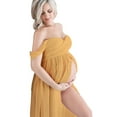 thumbnail image 3 of maytalsory Robe de Maternité pour Photographie Épaules Dénudées Robe Longue en Chiffon devant Maxi Grossesse Longues Robes Femmes Accessoire de Séance Photo Prise de Vue Jaune G, 3 of 6