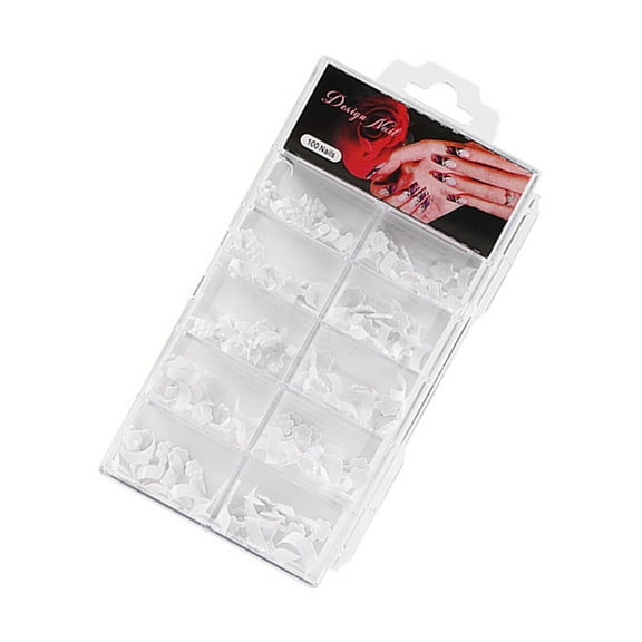 100/500 Pcs White French Short Acrylic Nails Easy Apply Finger Tip Extensions