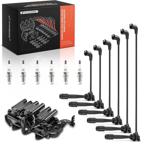 A-Premium 1 Ignition Coils with 6 Spark plug Wires and 6 Iridium Spark Plugs Compatible with Hyundai Santa Fe 2001-2004 & Tiburon 2003-2004, 2.7L