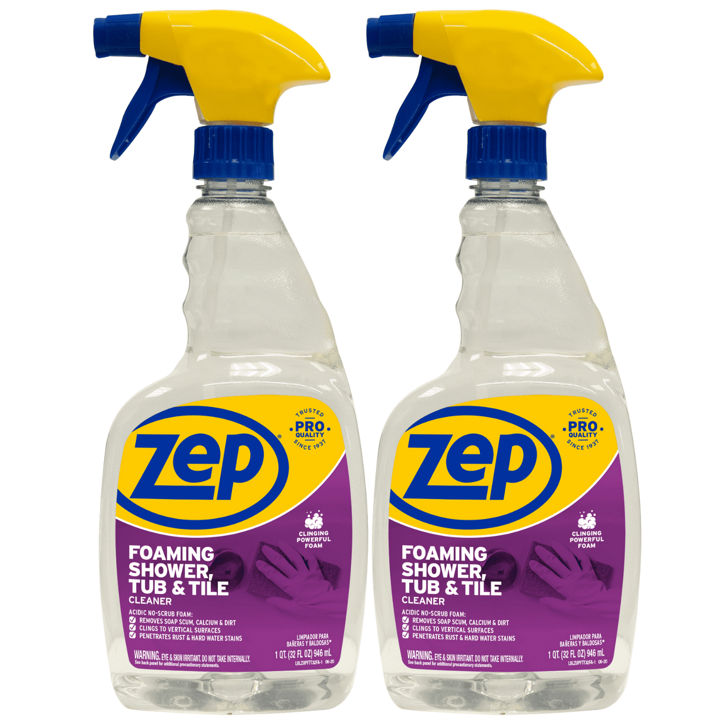 Zep Foaming Shower Tub And Tile Cleaner 32 Oz Pack Of 2 Spray Wait
