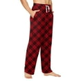 thumbnail image 5 of JGNGSHN Men’s Plaid Cotton Pajamas, Soft Lounge Pants with Elastic Waistband, Straight Leg Sleep Bottoms with Drawstring Tie, 5 of 8