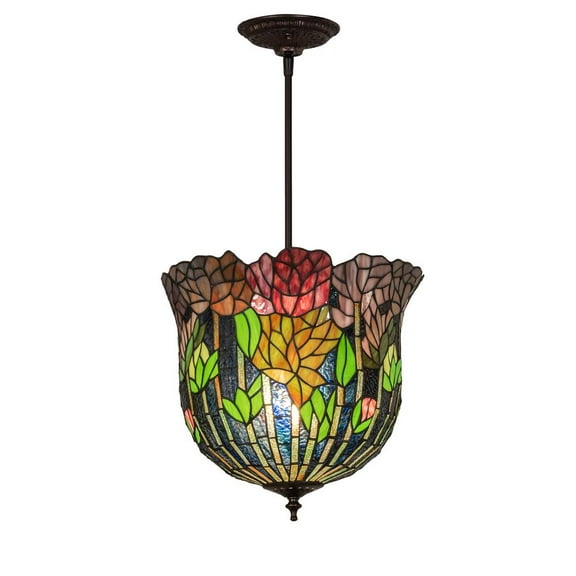 217493 Meyda 14" Wide Tiffany Honey Locust Pendant