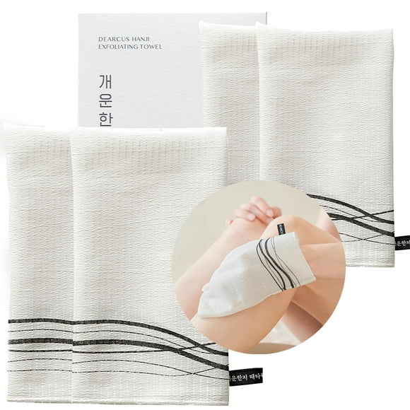 Toalla exfoliante coreana 4 piezas Hanji paños de baño Mitt Scrub Body Washcloth Guante Sin irritación de la piel Corteza de morera coreana Reutilizable Fregado suave y delicado
