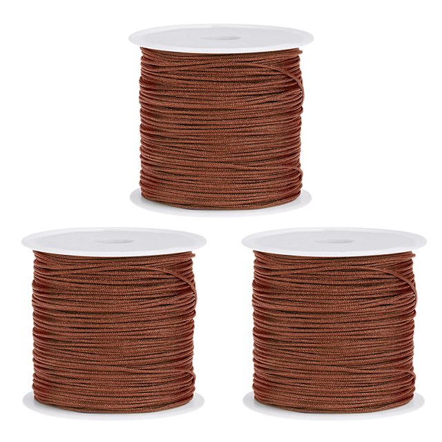 Nylon Cuerda Bricolaje Fabricación Satén Cuerda Artesanía Alambre con Plástico Carrete 147 Pies, Marrón, 3uds Unique Bargains cuerdas elásticas artesanales