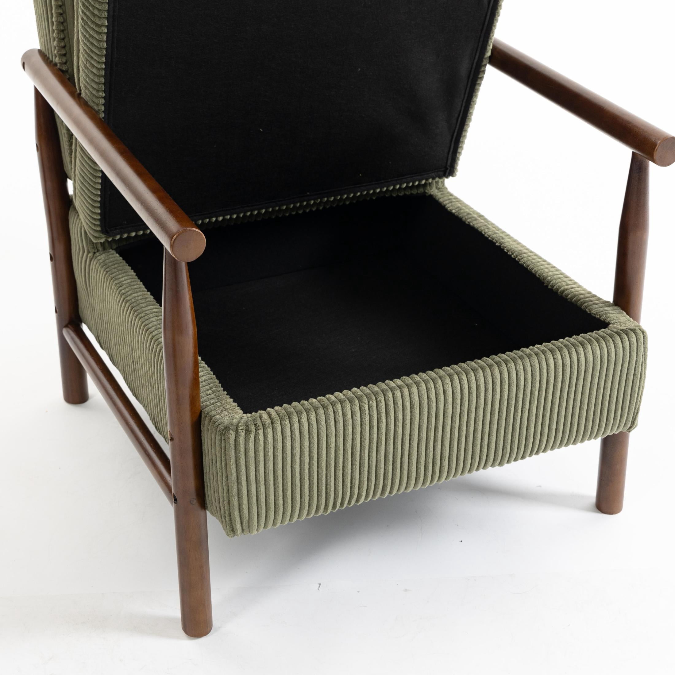 GDF Studio Almere Mid-Century Modern Accent Chair with Under-Seat Storage, Corduroy Reading Armchair, Green