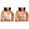 thumbnail image 1 of (2-Pack) Rinsvye Womens Seamless Bras No Women Bras Plus Size Front Hook Underwire Scalloped Push Up Women Bras Soft Wireless Comfort Bra Pack for Women Bralettes Full Coverage Everyday Bra, 1 of 9