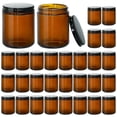 thumbnail image 1 of Frascos para velas KEYWING de vidrio ámbar de 240 ml con tapas de metal negro, paquete de 30, 1 of 6