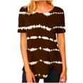 thumbnail image 2 of Chemises à Manches Courtes pour Femmes Mode Tendance Été Col Rond Loisirs Manches Courtes Imprimé Hauts Imitation Coton Hauts d'Été 2023 Hauts Blouses pour Femmes, 2 of 5