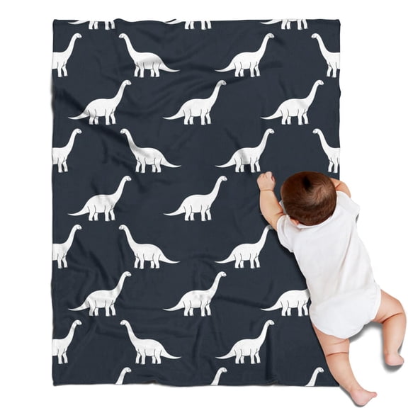 Dark Blue Dinosaurs Silhouette Pattern Blanket,Comfortable Soft Flannel Throw Blanket,All Season,Warm Lightweight Blankets for Sofa Bed Couch Living Room Chair,30"x40"