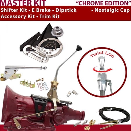 American Shifter 4L60 Shifter Kit 10 in. E-Brake Cable Clevis Trim Kit Dipstick for CBAF8
