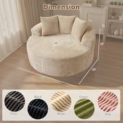 Ovios 58 Oversized Lounge Chair Round Cloud Deep Seat Accent Chair Plush Corduroy Boneless Sofa Chair for Living Room, Beige