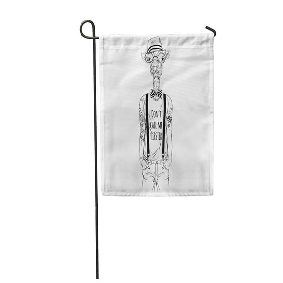 KDAGR Pocket Tattooed Giraffe Hipster in Cool Furry Dressed Up Accessories Garden Flag Decorative Flag House Banner 28x40 inch