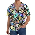 thumbnail image 7 of Lsque Colored Glass print Men's Cuban Collar Short Sleeve Shirt Summer Beachwear Casual Button Down Fashionable Vacation Leisure Shirt-X-Large, 7 of 7