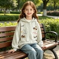 thumbnail image 6 of Girls Zip Up Hoodie Jacket Cute Cartoon Embroidered Hooded Sweatshirt Boys Oversized Drop Shoulder Coat Lightweight Outerwear, 6 of 6