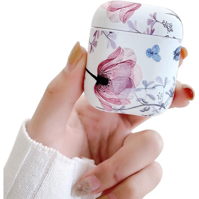 Compatible con AirPods 1 y 2 Funda para Mujeres y Niñas, Lindo Patrón Floral Carcasa Dura Protectora a Prueba de Golpes para AirPods 1 y 2 - Flor Rosa