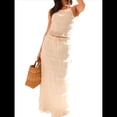 thumbnail image 2 of Conjunto de 2 Piezas de Falda Larga Y2K para Mujer, con Top Corto de Encaje Sin Espalda y Falda Larga, Vestido de Playa. Albaricoque S, 2 of 10