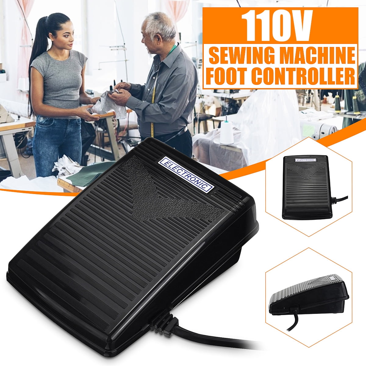 110V Home Sewing Machine Foot Control Pedal With Power Cord Sewing