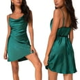 thumbnail image 3 of Diconna Robe Féminine, Couleur Unie Profonde V-Cou Sans Manches une Pièce Robe de Glissement, 3 of 5