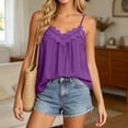 thumbnail image 5 of Purcolt Womens Spaghetti Strap Babydoll Tank Top Dressy Casual Pleated Scalloped Lace V Neck Camisole Blouses Summer Flowy Beach Vacation Loose Fit Shirts, 5 of 8