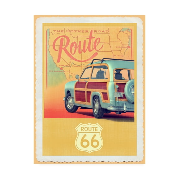 Trademark Fine Art 'Route 66 Vintage Travel' Canvas Art by Edward M. Fieldin