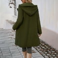 thumbnail image 6 of Women's Fuzzy Long Hooded Jacket Lapel Open Front Cardigan Button Down Teddy Coat Outwear With Pockets Womens Western Trench Coat Womens Jackets plus Hooded Coats for Women Womens Winter Jacket Hood, 6 of 7
