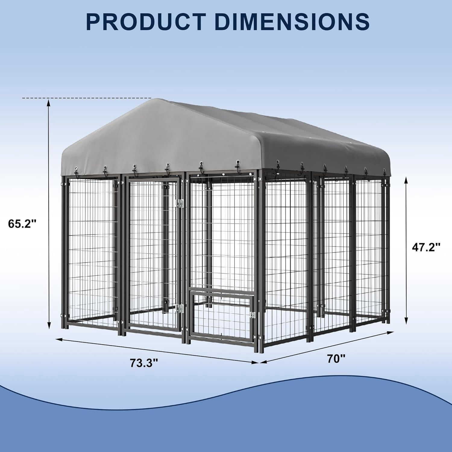 6X6FT Dog Kennel Outside Dog Kennel Outdoor with Feeding, Heavy Duty Outdoor Dog Crate Durable Dog Cage with Roof & Double Lock