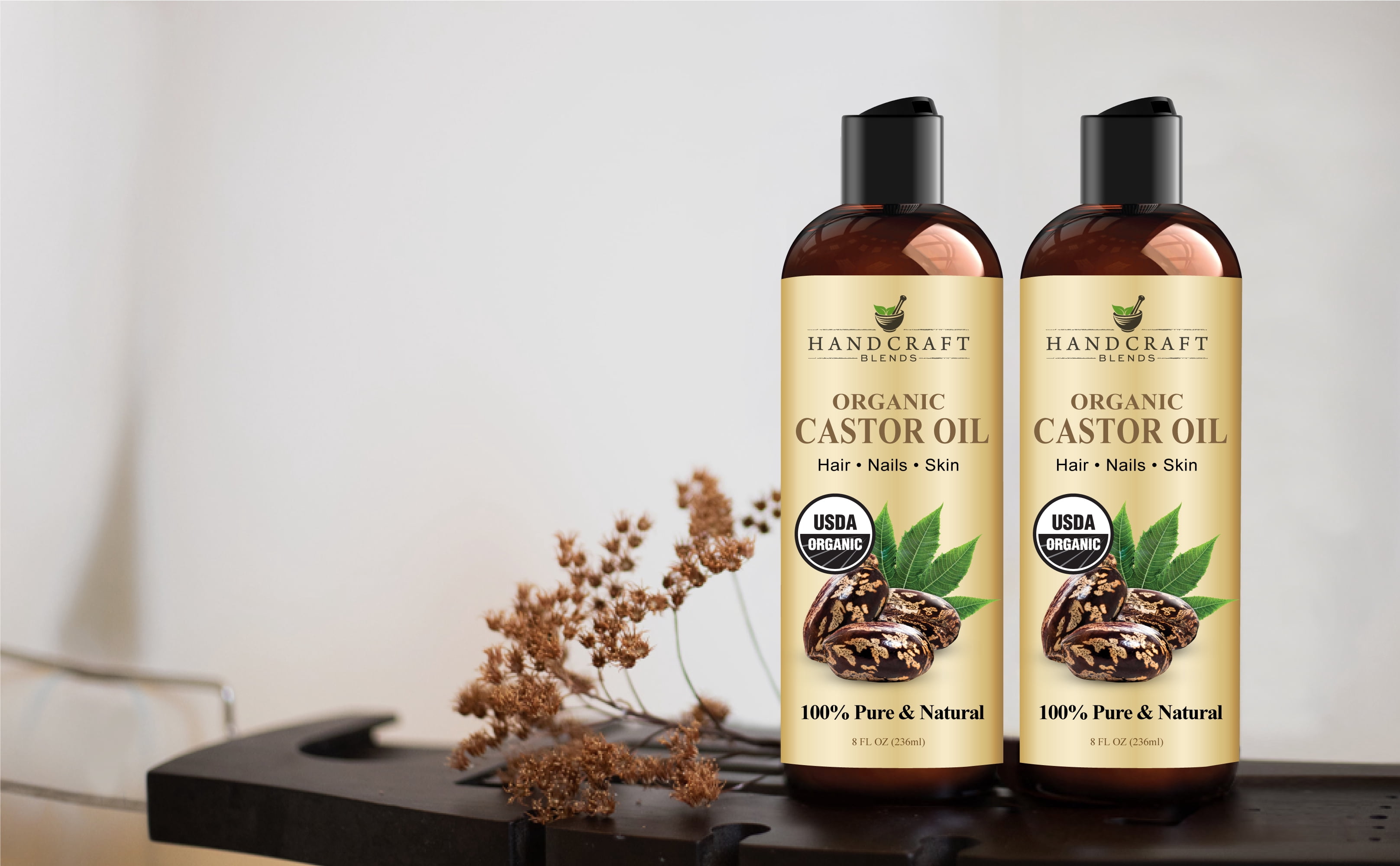 Handcraft Blends Organic Castor Oil for Hair, Eyelashes & Skin, 8 oz