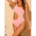 thumbnail image 2 of DARING DIVA One Shoulder Asymmetric Cutout Swimsuit Bathing Suit L Pink, 2 of 6