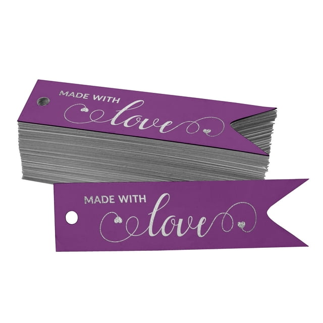 Inkdotpot Pack Of 100 Made With Love Text Favor Paper Tags Craft Real Silver Foil Hang Tags