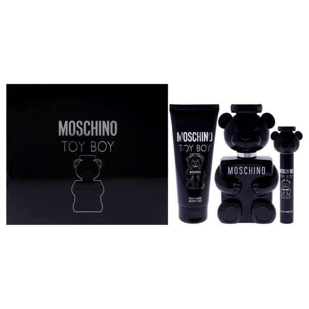 Moschino Toy Boy de Moschino para hombres - Set de regalo de 3 piezas en spray EDP de 3,4 oz, spray EDP de 0,34 oz, gel corporal de 3,4 oz Moschino Moschino