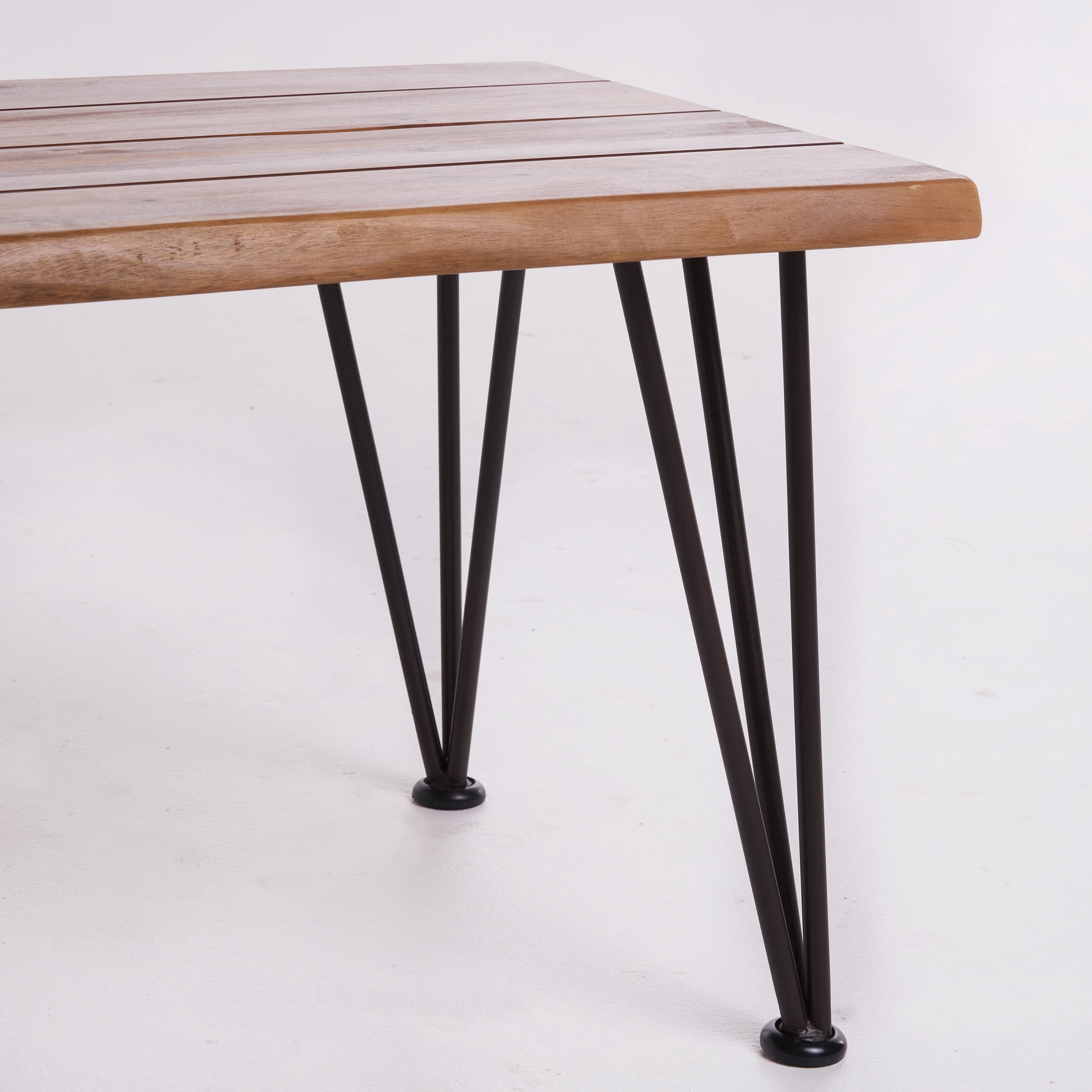 Euroco Outdoor Rustic Industrial Coffee Table – Acacia Wood Top with Metal Frame, Weather-Resistant Patio Table, 43"x18"