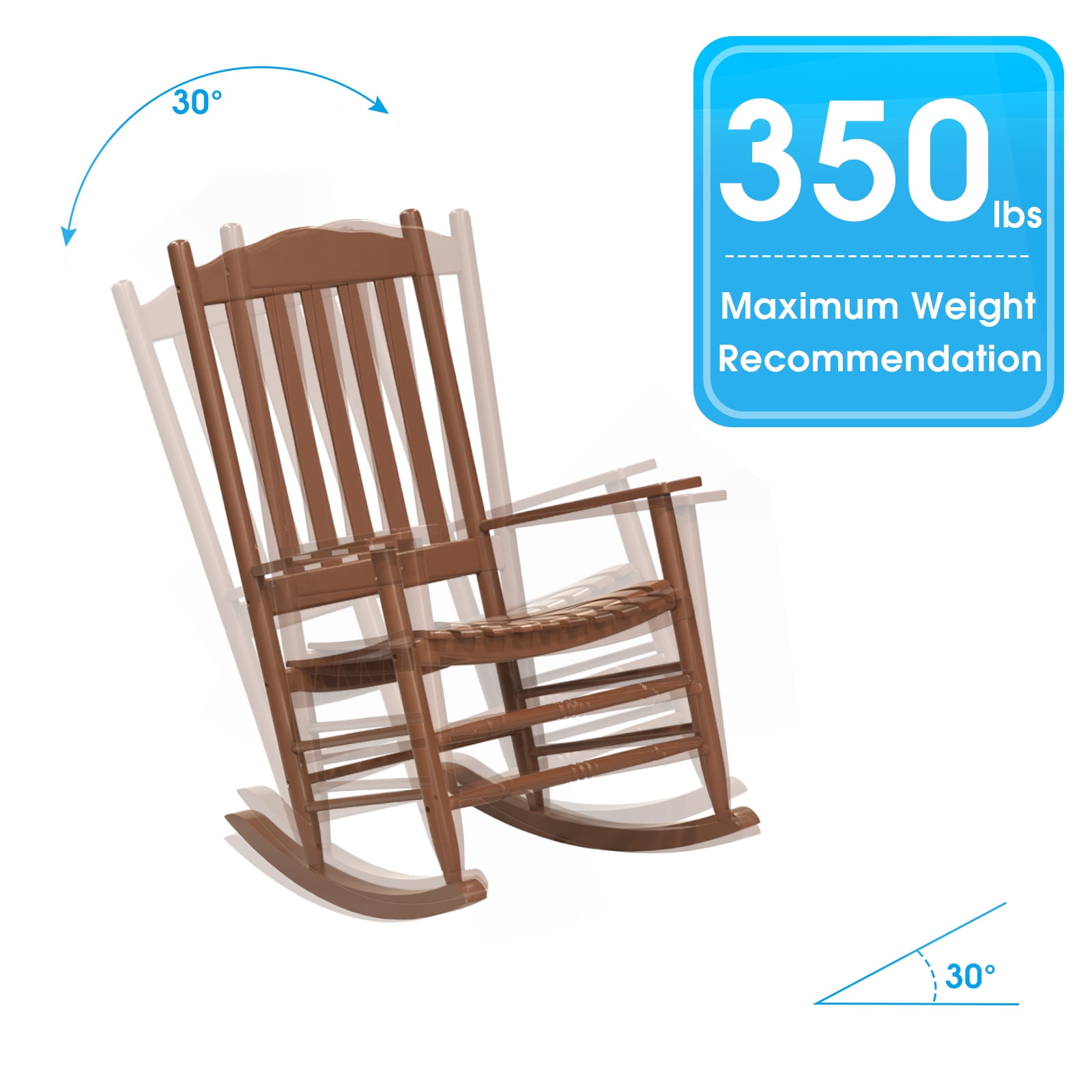 Donglin Wood Slat Back & High Back Rocking Chair, Brown