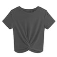 thumbnail image 3 of Kiijoy Girls Short Sleeve Twist-Front T Shirt Summer Cropped T Shirt Tee Top, 11-12 Years, 3 of 3