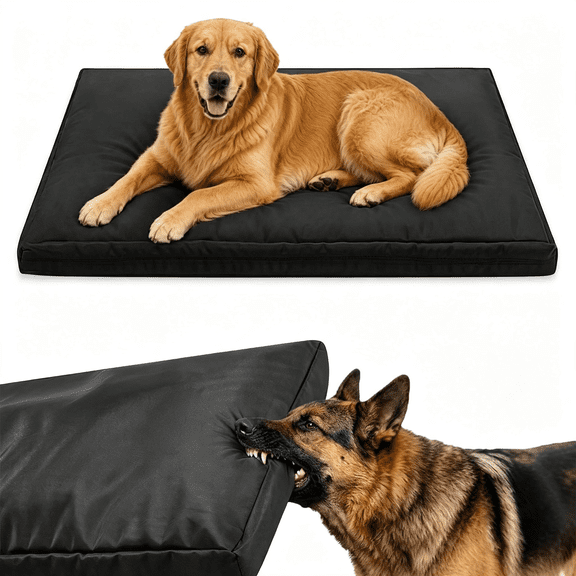 LQSEO Indestructible Chewproof Dog Pet Bed with Shredded Foam,17*23*4In,Chew Resistant Thickened Dog Pad,Durable Waterproof Pet Mat with Washable Removable Cover for Aggressive Chewers for Crate