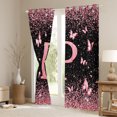 thumbnail image 3 of Homewish Initial P Letter Curtains Pack of 2 (42x84 Each), Black Pink Sequin Print Curtains Blackout, Romantic Butterfly Animal Bedroom Curtains, Living Room Curtains Decor, 3 of 6