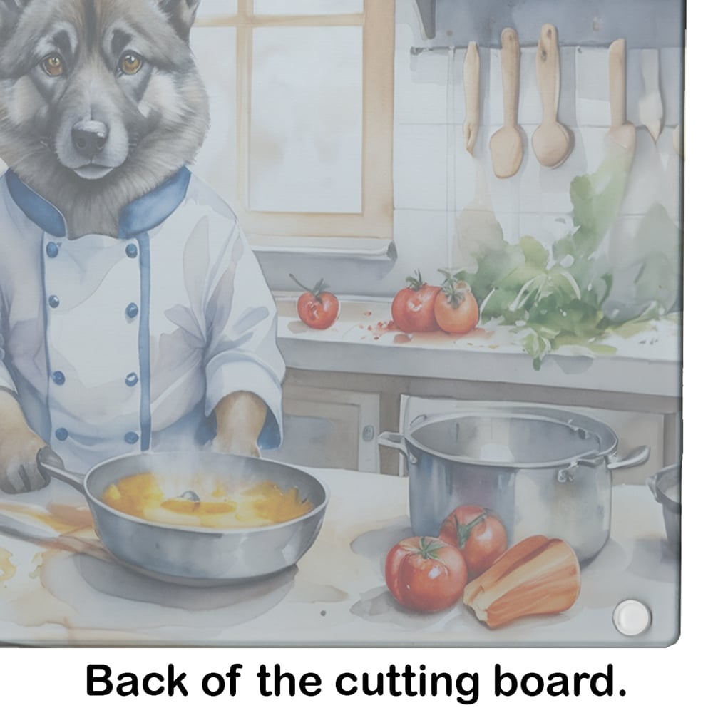 Norwegian Elkhound The Chef Glass Cutting Board 12 in x 15 in