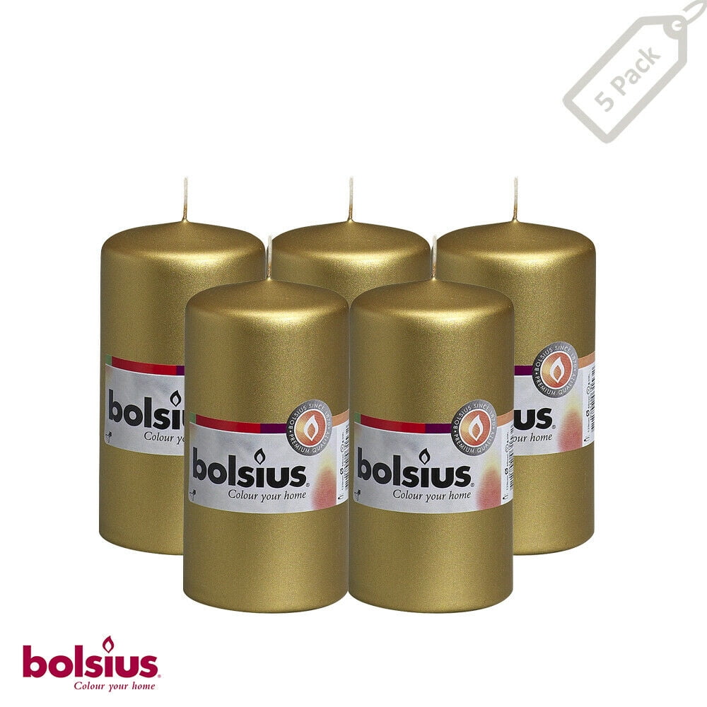Bolsius 2.25 X 4.75" Gold 32 Hr Long Burning Pillar Candles Unscented