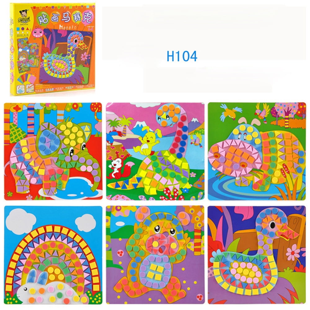 Toyvian 6pcs Mosaic Sticker Art Kits for Kids Mosaic Kit Mosaics for Kids  DIY Mosaic Stickers Mosaic Picture Puzzles 3D Stickers for Kids Child  Number