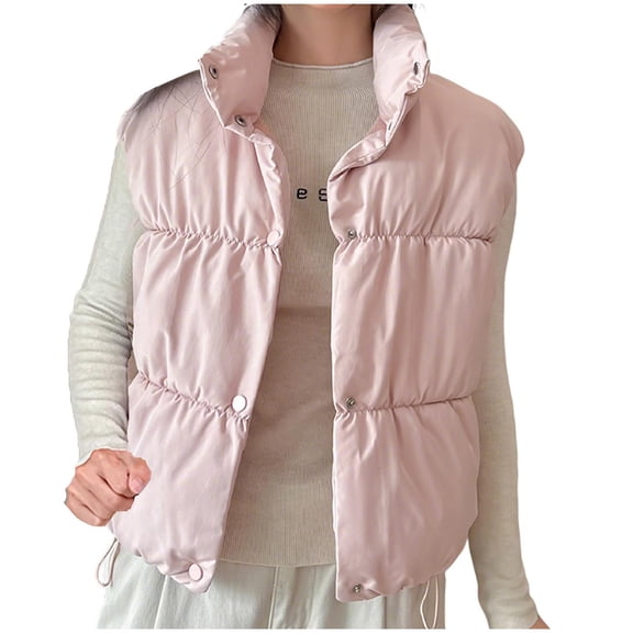 GigrtiJin Womens Casual Vest Jacket Solid Color Sleeveless Button Down Thicken Coat Fall Winter Thermal Outwear