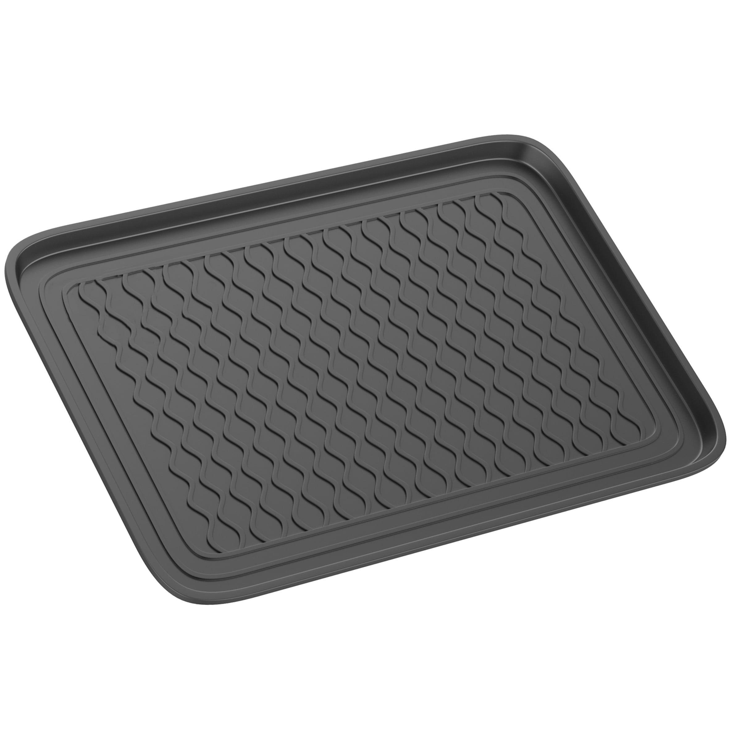 All Weather Boot Tray – Set of 2 Large Water-Resistant Plastic Utility Shoe  Mat for Indoor and Outdoor Use in All Seasons by Stalwart (Black)